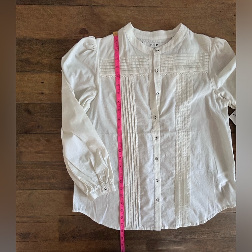 JOIE Vesta Pintucked Cottonvoile Blouse long sleeve minimalist preppy Feminine - Picture 12 of 15